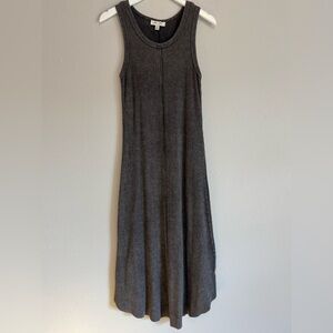 She+Sky Grey Ribbed Midi Dress-Vertical Center Seam-Minimalist Athleisure Size M